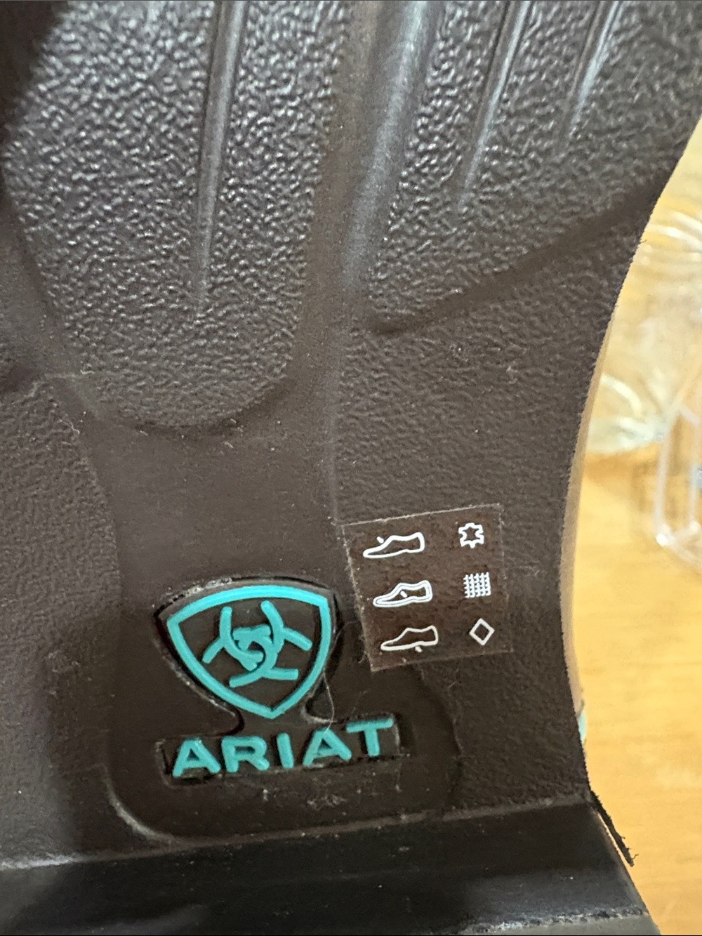 Ariat Brown Leather Lace-Up Cowboy Boots with Turquoise Accents - Picture 3 of 4